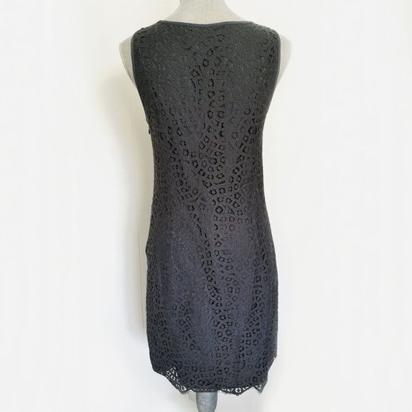 DKNY Lace Sheath Dress Charcoal Overlay Sleeveless Size 6 - Picture 3 of 8